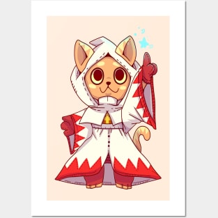 White mage Fantasy Cat Posters and Art